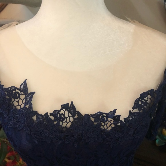Sheer lace off shoulder special occasion dress. - Picture 2 of 3